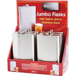 KTFLK64D - Maxam® 6pc 64oz Stainless Steel Flasks in Countertop